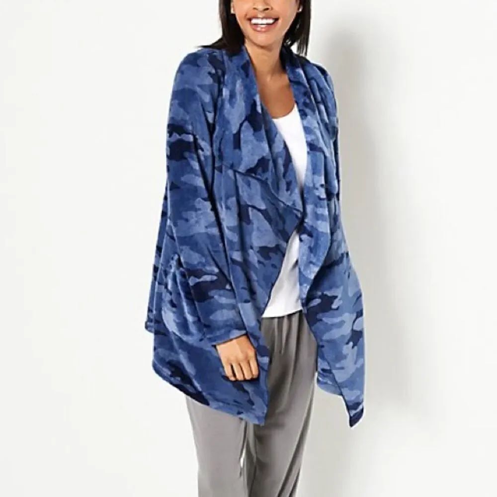 Susan Graver Weekend Regular Printed PLUSHKNIT Cardigan
